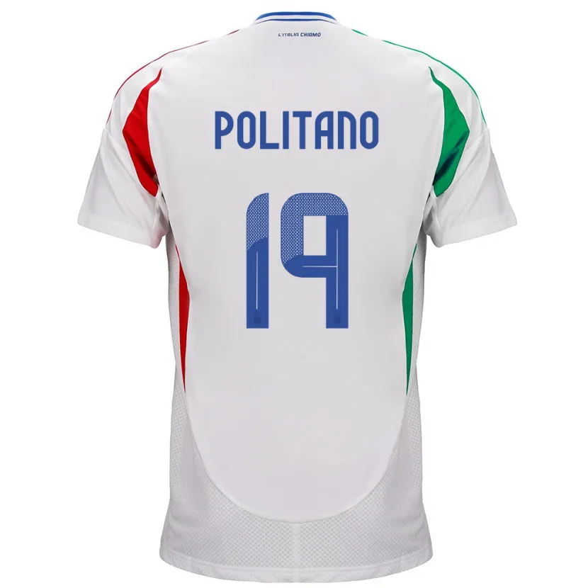 Danxen Hombre Camiseta Italia Matteo Politano #19 Blanco 2ª Equipación 24-26 La Camisa México