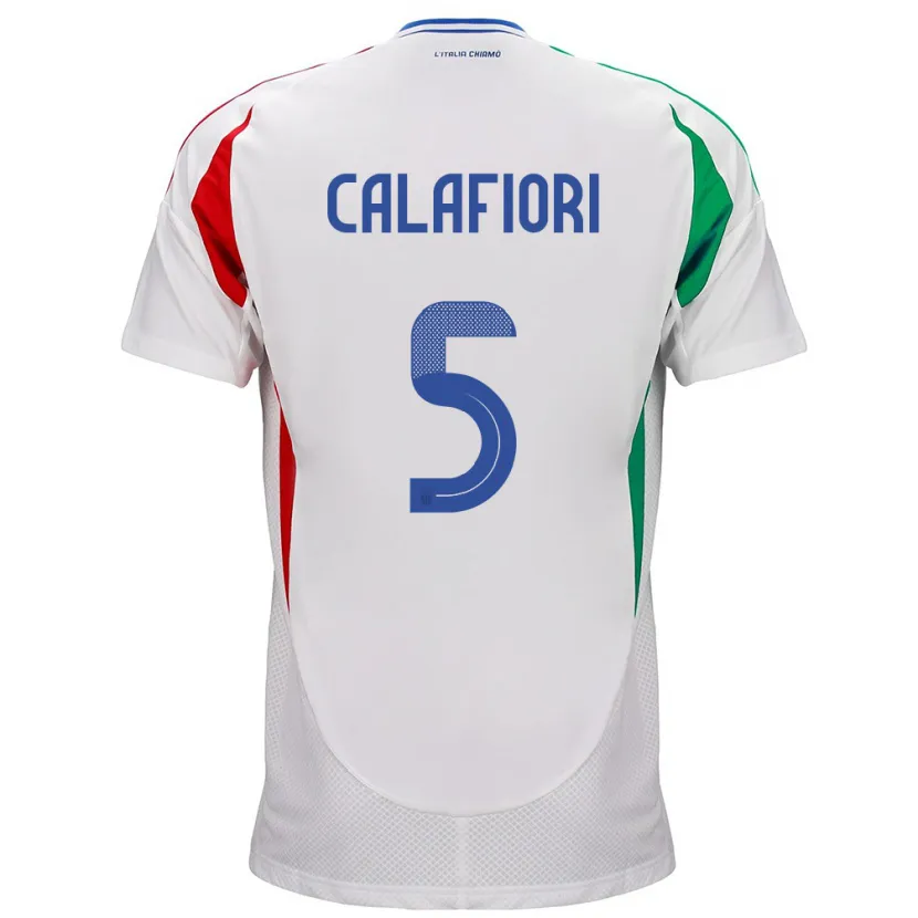 Danxen Hombre Camiseta Italia Riccardo Calafiori #5 Blanco 2ª Equipación 24-26 La Camisa México