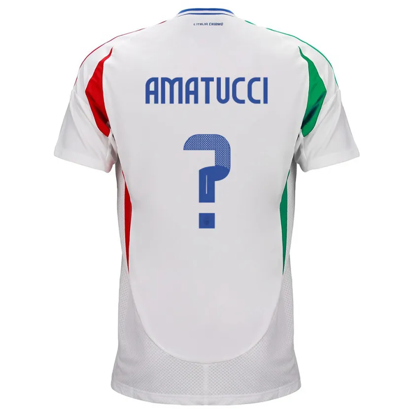 Danxen Hombre Camiseta Italia Lorenzo Amatucci #0 Blanco 2ª Equipación 24-26 La Camisa México