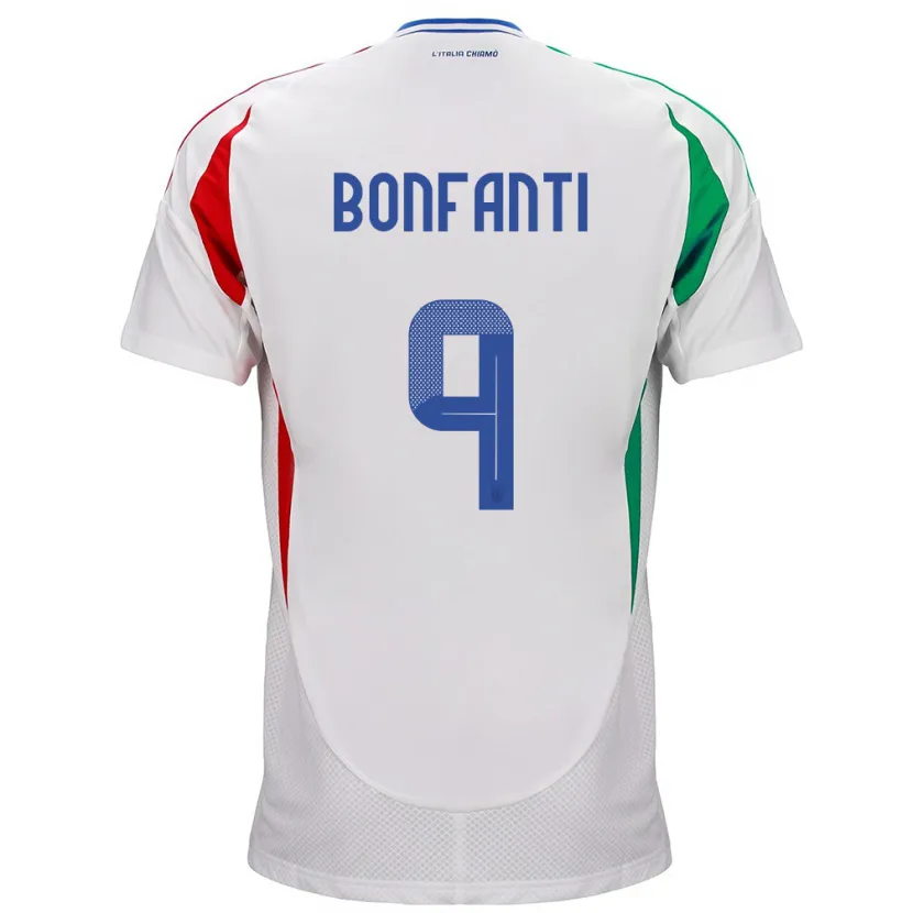 Danxen Hombre Camiseta Italia Nicholas Bonfanti #9 Blanco 2ª Equipación 24-26 La Camisa México