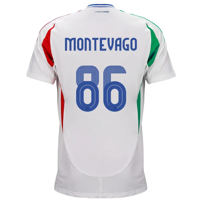 Danxen Hombre Camiseta Italia Daniele Montevago #86 Blanco 2ª Equipación 24-26 La Camisa México