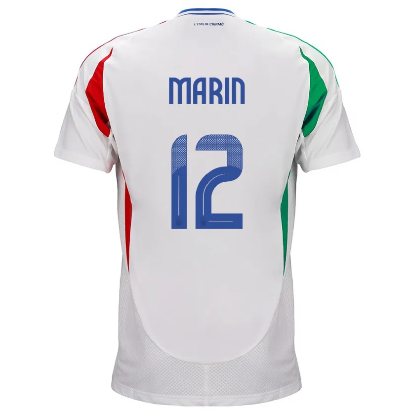 Danxen Hombre Camiseta Italia Renato Marin #12 Blanco 2ª Equipación 24-26 La Camisa México