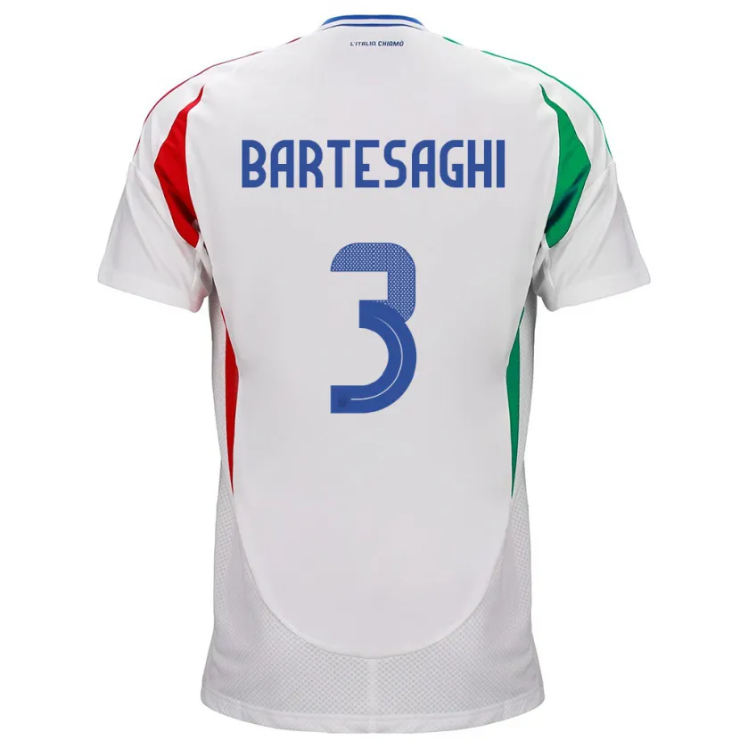 Danxen Hombre Camiseta Italia Davide Bartesaghi #3 Blanco 2ª Equipación 24-26 La Camisa México