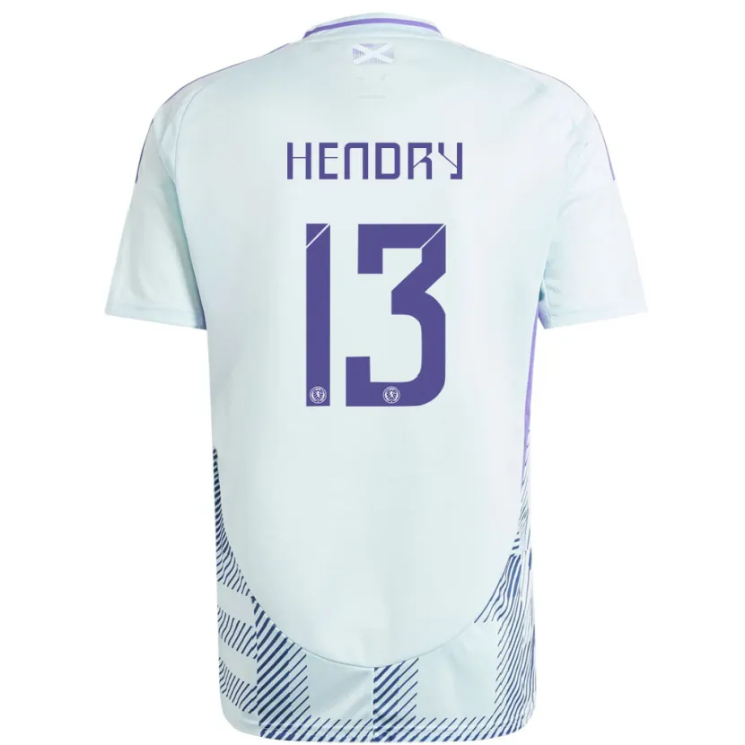 Danxen Hombre Camiseta Escocia Jack Hendry #13 Azul Menta Claro 2ª Equipación 24-26 La Camisa México