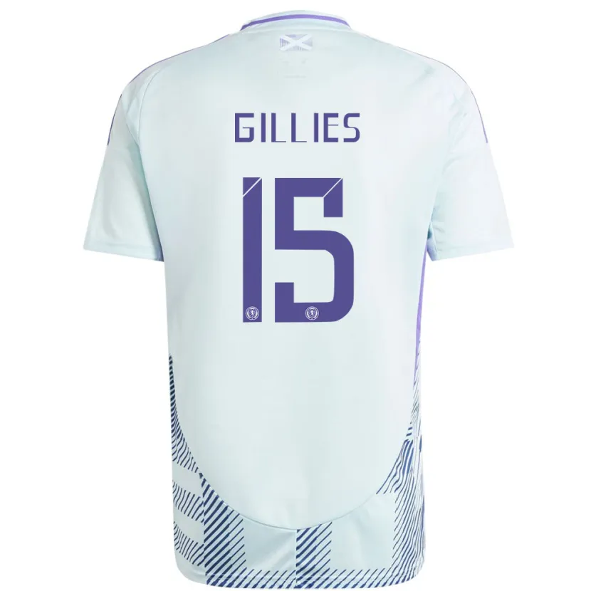 Danxen Hombre Camiseta Escocia Matthew Gillies #15 Azul Menta Claro 2ª Equipación 24-26 La Camisa México