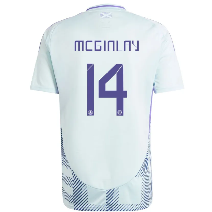 Danxen Hombre Camiseta Escocia Aiden Mcginlay #14 Azul Menta Claro 2ª Equipación 24-26 La Camisa México