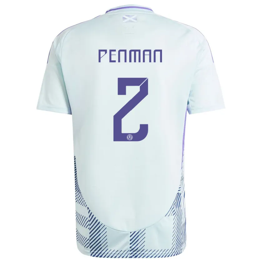 Danxen Hombre Camiseta Escocia Callum Penman #2 Azul Menta Claro 2ª Equipación 24-26 La Camisa México