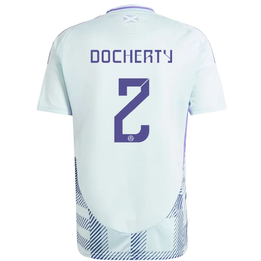 Danxen Hombre Camiseta Escocia Nicola Docherty #2 Azul Menta Claro 2ª Equipación 24-26 La Camisa México