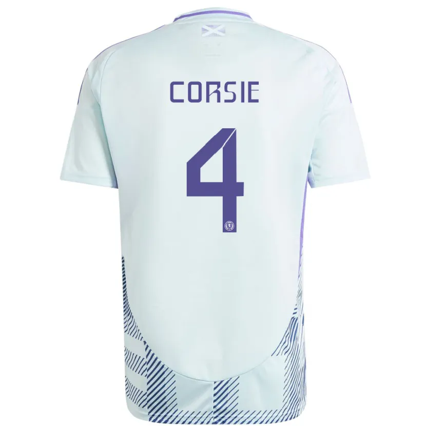 Danxen Hombre Camiseta Escocia Rachel Corsie #4 Azul Menta Claro 2ª Equipación 24-26 La Camisa México