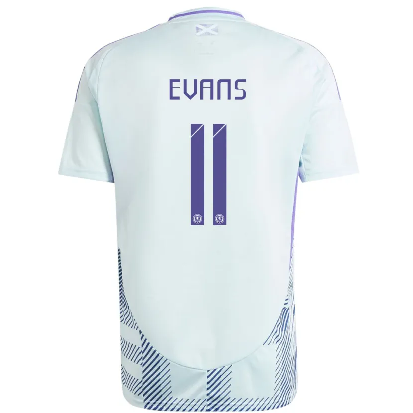 Danxen Hombre Camiseta Escocia Lisa Evans #11 Azul Menta Claro 2ª Equipación 24-26 La Camisa México