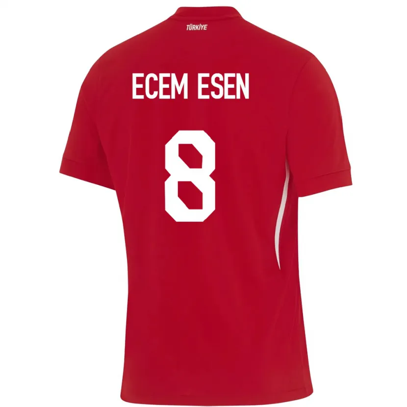 Danxen Hombre Camiseta Turquía Emine Ecem Esen #8 Rojo 2ª Equipación 24-26 La Camisa México