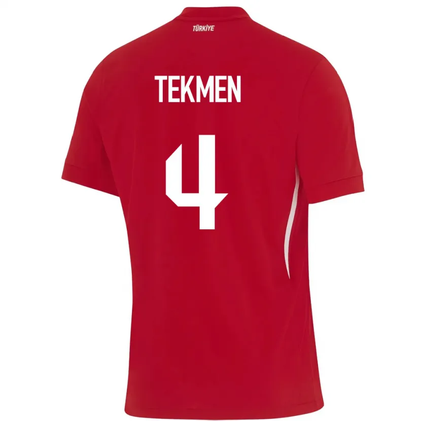 Danxen Hombre Camiseta Turquía Ece Tekmen #4 Rojo 2ª Equipación 24-26 La Camisa México