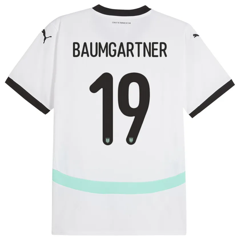 Danxen Hombre Camiseta Austria Christoph Baumgartner #19 Blanco 2ª Equipación 24-26 La Camisa México