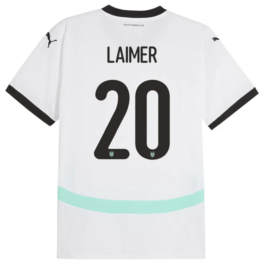 Danxen Hombre Camiseta Austria Konrad Laimer #20 Blanco 2ª Equipación 24-26 La Camisa México