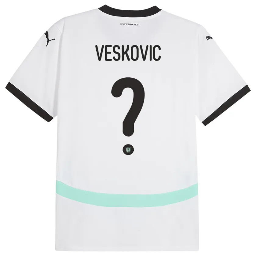 Danxen Hombre Camiseta Austria David Veskovic #0 Blanco 2ª Equipación 24-26 La Camisa México