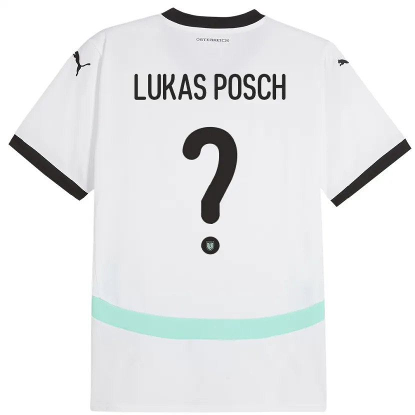 Danxen Hombre Camiseta Austria Lukas Posch #0 Blanco 2ª Equipación 24-26 La Camisa México