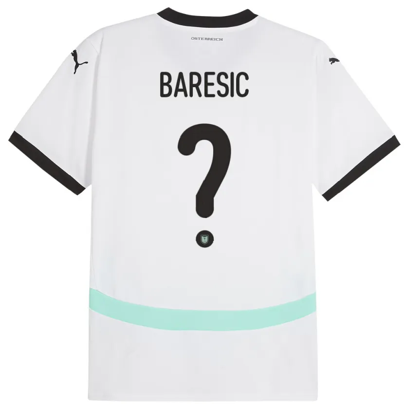 Danxen Hombre Camiseta Austria Leon Baresic #0 Blanco 2ª Equipación 24-26 La Camisa México