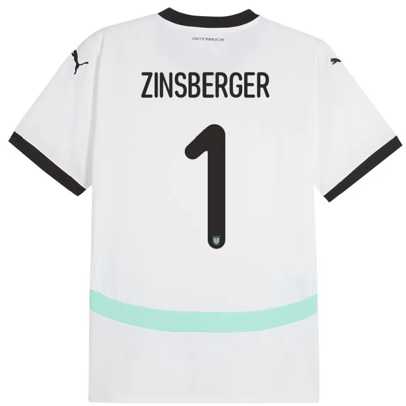 Danxen Hombre Camiseta Austria Manuela Zinsberger #1 Blanco 2ª Equipación 24-26 La Camisa México