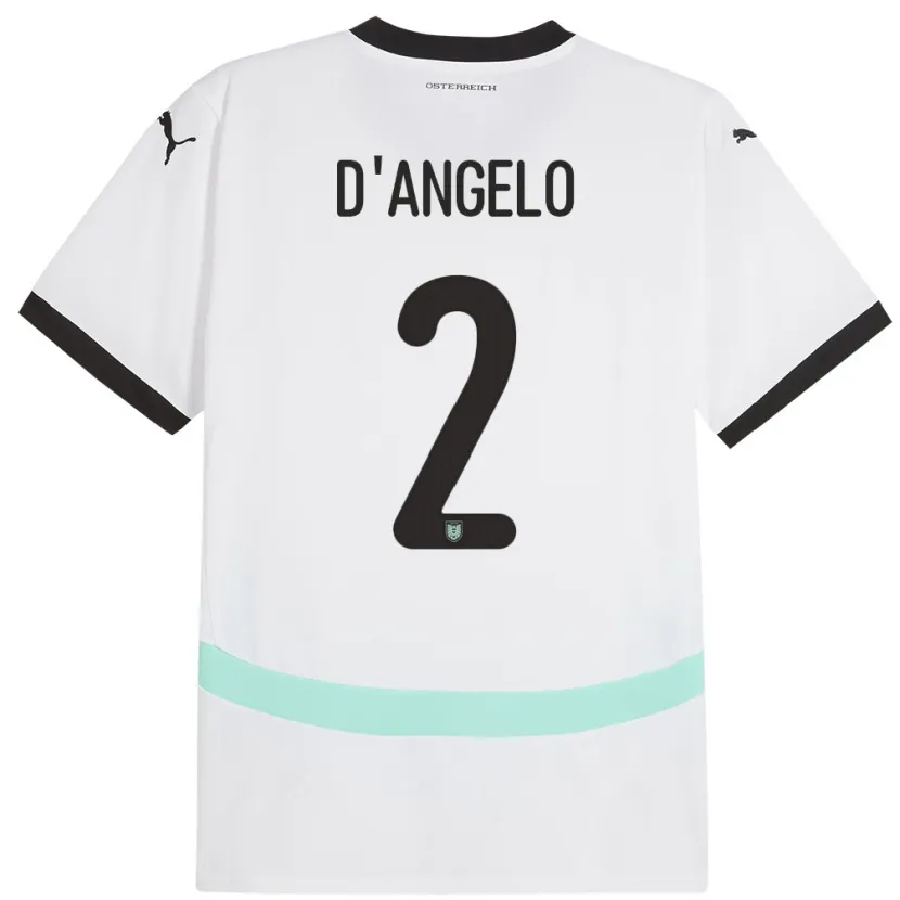 Danxen Hombre Camiseta Austria Chiara D’angelo #2 Blanco 2ª Equipación 24-26 La Camisa México