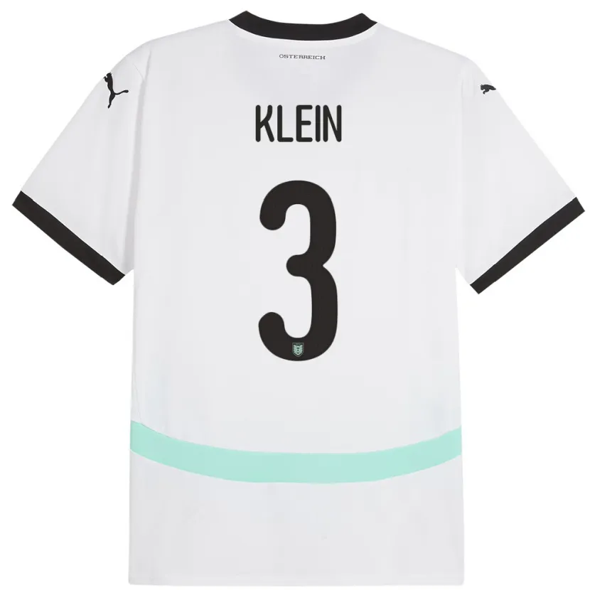 Danxen Hombre Camiseta Austria Jennifer Klein #3 Blanco 2ª Equipación 24-26 La Camisa México