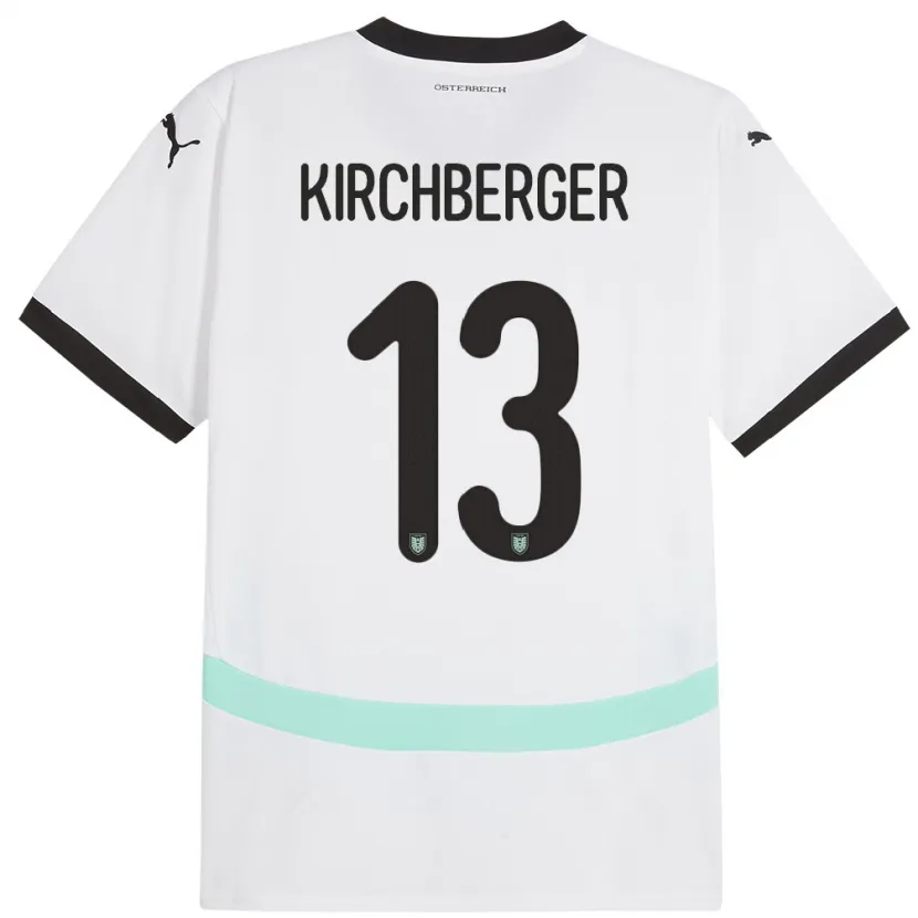 Danxen Hombre Camiseta Austria Virginia Kirchberger #13 Blanco 2ª Equipación 24-26 La Camisa México