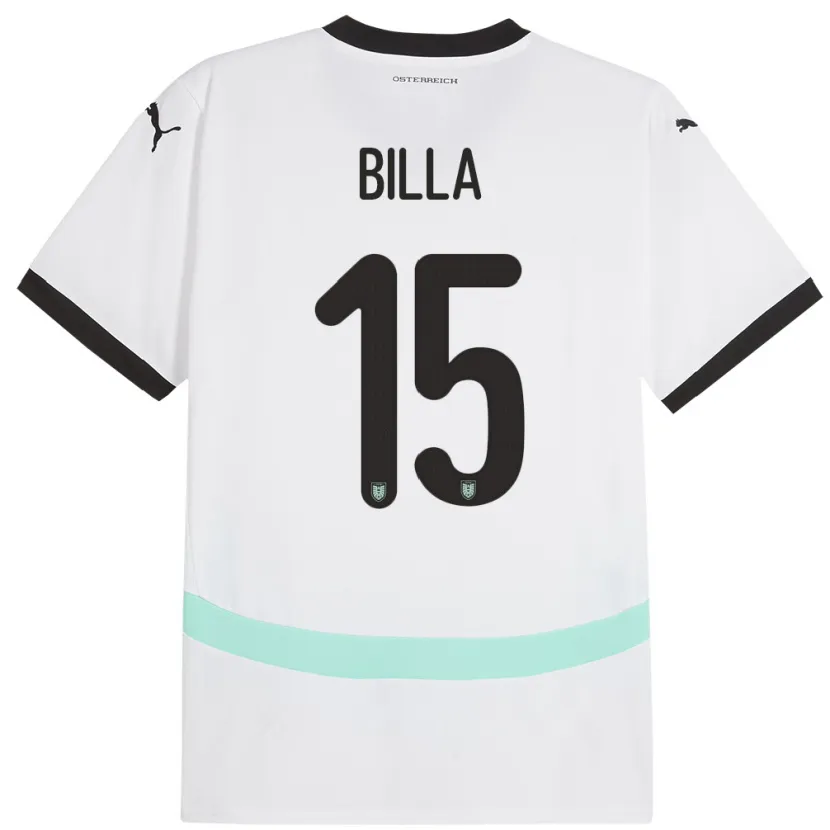 Danxen Hombre Camiseta Austria Nicole Billa #15 Blanco 2ª Equipación 24-26 La Camisa México