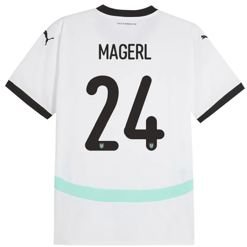 Danxen Hombre Camiseta Austria Julia Magerl #24 Blanco 2ª Equipación 24-26 La Camisa México