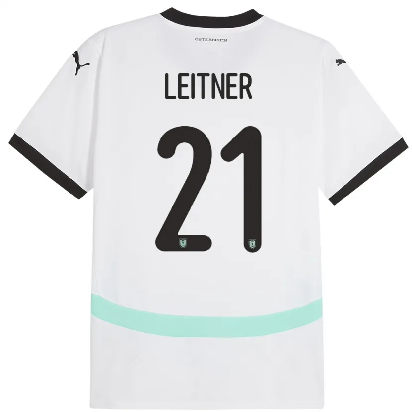 Danxen Hombre Camiseta Austria Annelie Leitner #21 Blanco 2ª Equipación 24-26 La Camisa México