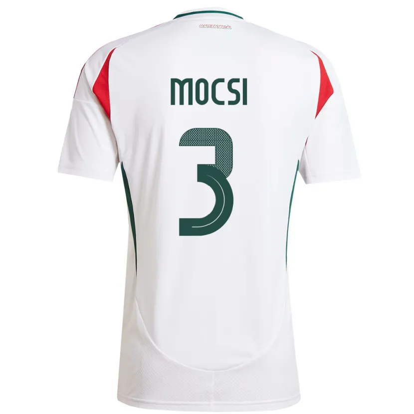 Danxen Hombre Camiseta Hungría Attila Mocsi #3 Blanco 2ª Equipación 24-26 La Camisa México