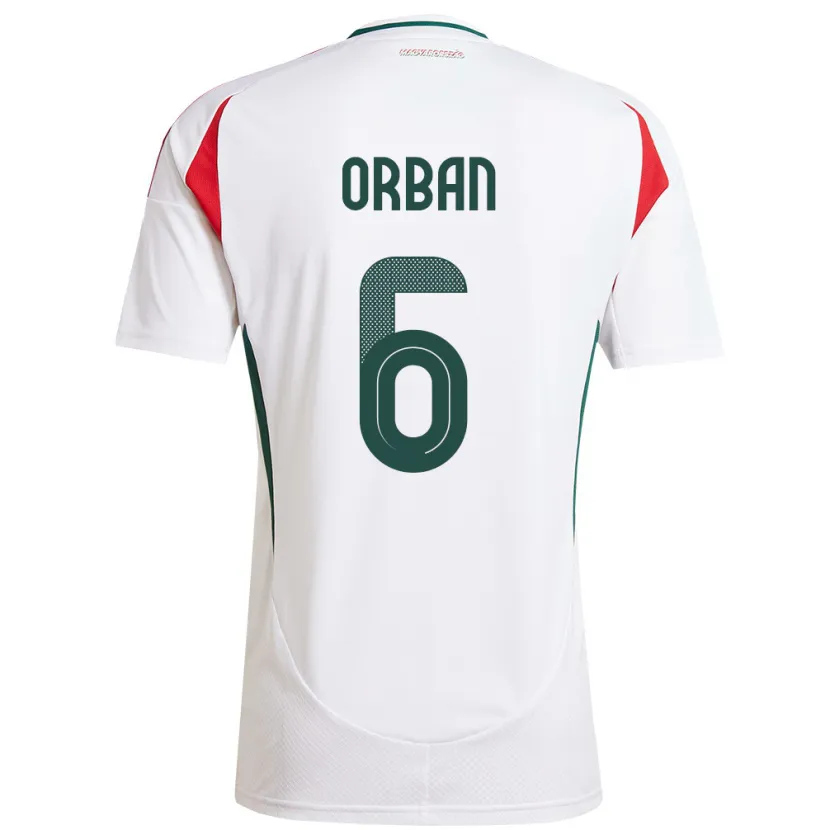 Danxen Hombre Camiseta Hungría Willi Orbán #6 Blanco 2ª Equipación 24-26 La Camisa México