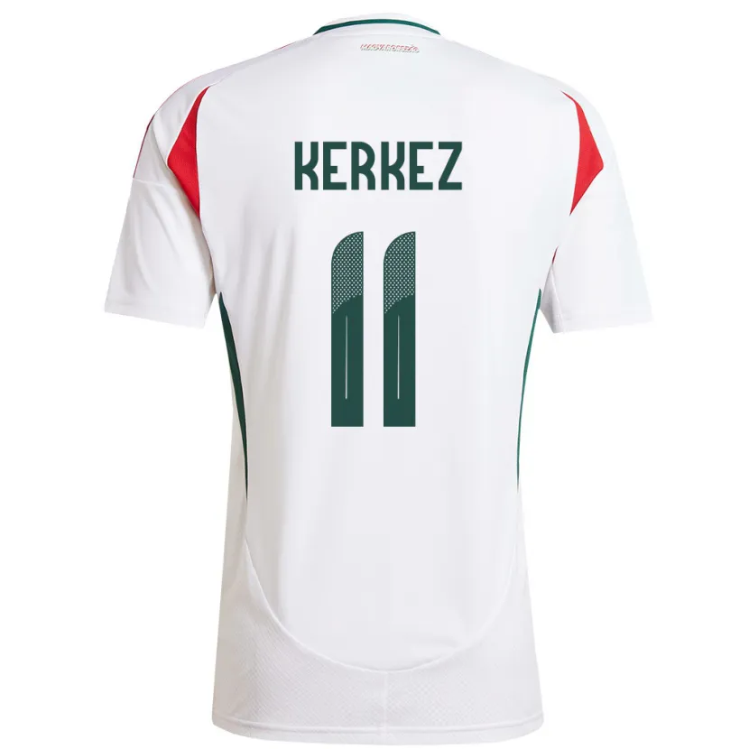 Danxen Hombre Camiseta Hungría Milos Kerkez #11 Blanco 2ª Equipación 24-26 La Camisa México