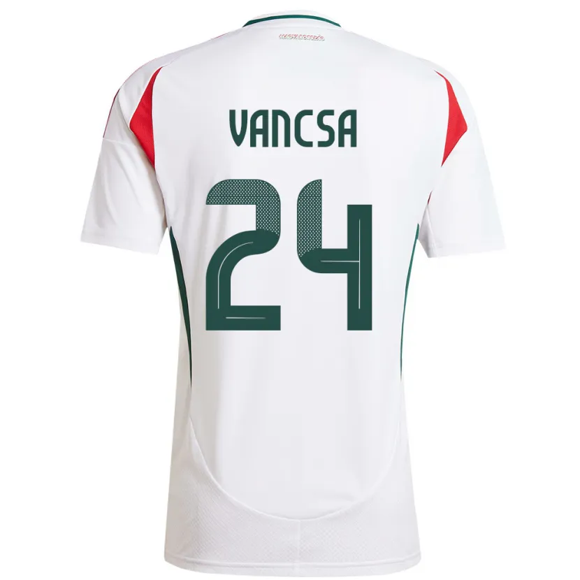 Danxen Hombre Camiseta Hungría Zalán Vancsa #24 Blanco 2ª Equipación 24-26 La Camisa México