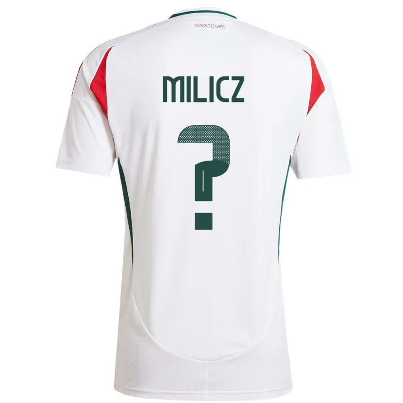 Danxen Hombre Camiseta Hungría Péter Milicz #0 Blanco 2ª Equipación 24-26 La Camisa México