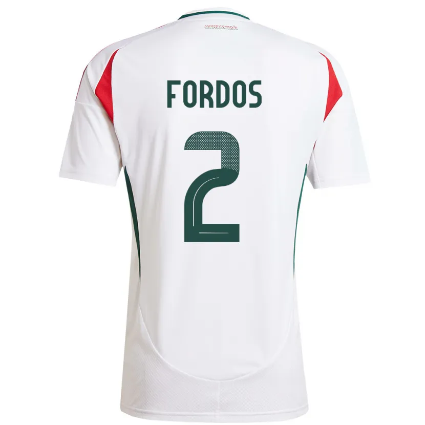 Danxen Hombre Camiseta Hungría Beatrix Fördős #2 Blanco 2ª Equipación 24-26 La Camisa México