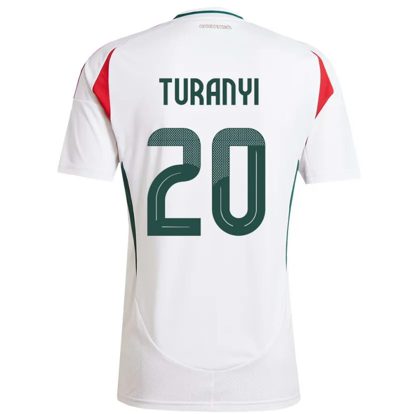 Danxen Hombre Camiseta Hungría Lilla Turányi #20 Blanco 2ª Equipación 24-26 La Camisa México