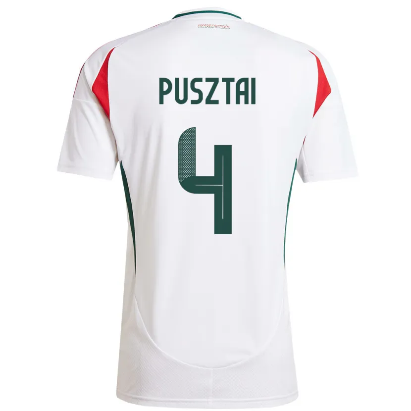 Danxen Hombre Camiseta Hungría Sára Pusztai #4 Blanco 2ª Equipación 24-26 La Camisa México