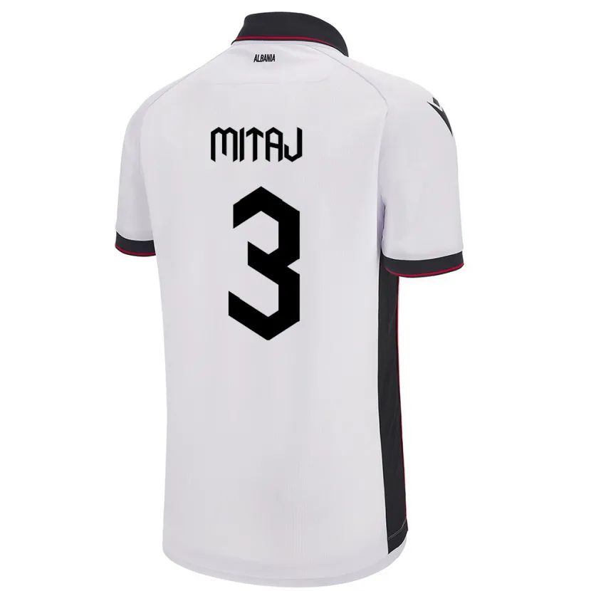 Danxen Hombre Camiseta Albania Mario Mitaj #3 Blanco 2ª Equipación 24-26 La Camisa México