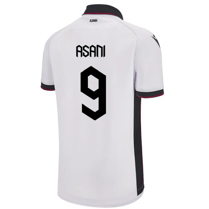 Danxen Hombre Camiseta Albania Jasir Asani #9 Blanco 2ª Equipación 24-26 La Camisa México