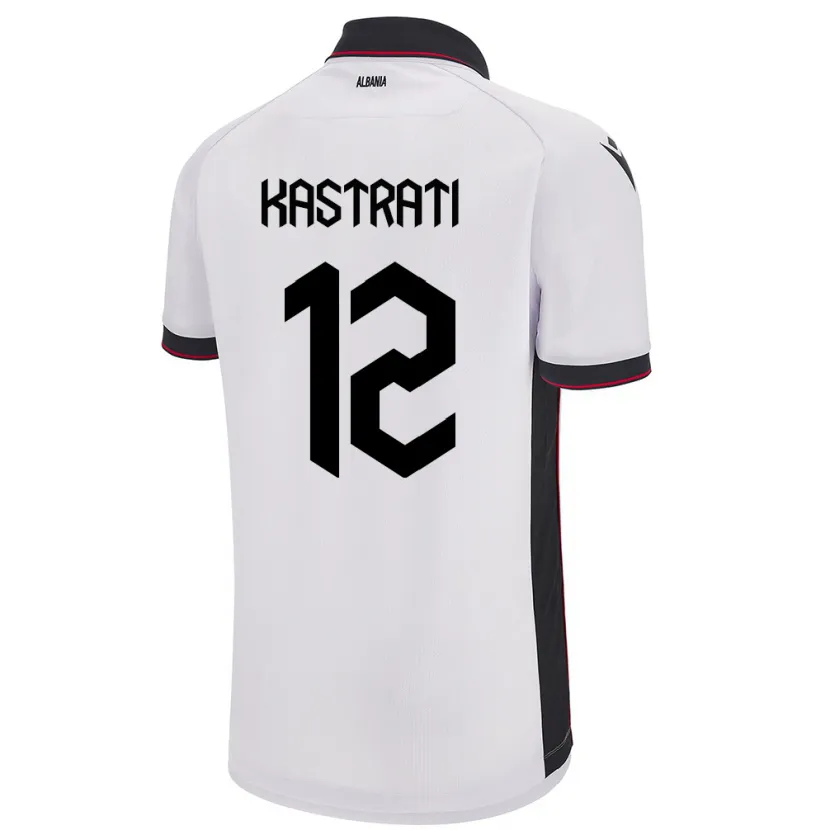 Danxen Hombre Camiseta Albania Elhan Kastrati #12 Blanco 2ª Equipación 24-26 La Camisa México