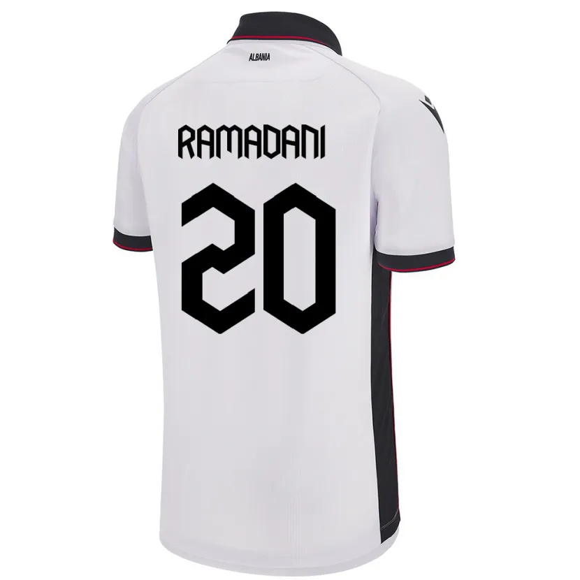 Danxen Hombre Camiseta Albania Ylber Ramadani #20 Blanco 2ª Equipación 24-26 La Camisa México