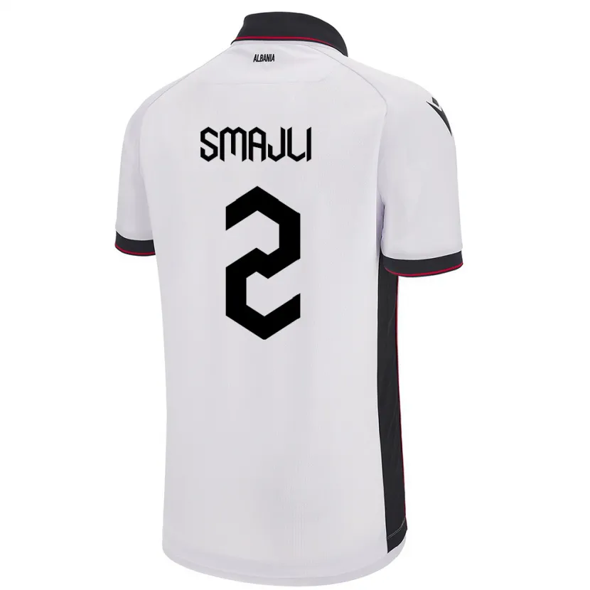 Danxen Hombre Camiseta Albania Geralb Smajli #2 Blanco 2ª Equipación 24-26 La Camisa México
