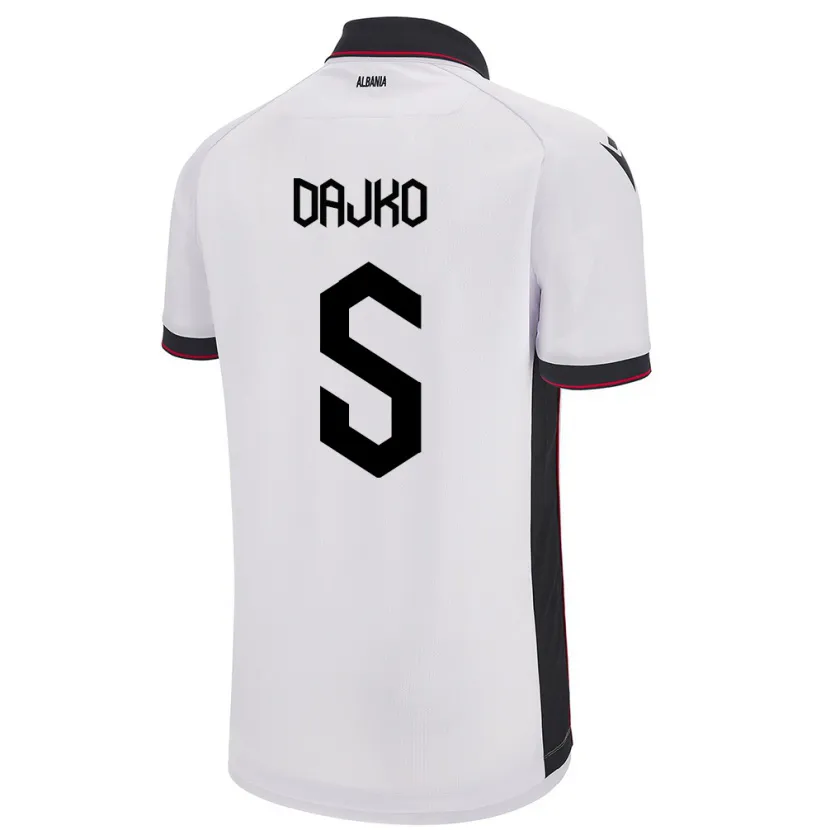 Danxen Hombre Camiseta Albania Ajdi Dajko #5 Blanco 2ª Equipación 24-26 La Camisa México