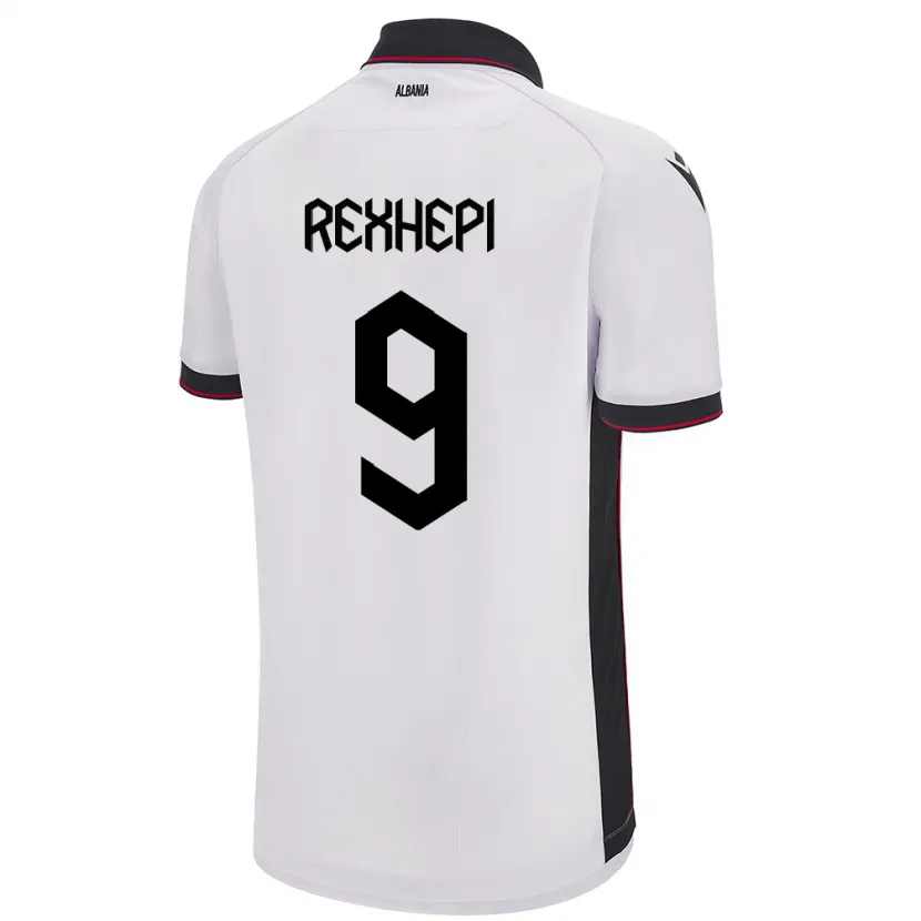 Danxen Hombre Camiseta Albania Arlind Rexhepi #9 Blanco 2ª Equipación 24-26 La Camisa México