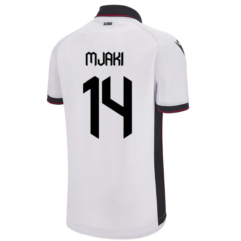 Danxen Hombre Camiseta Albania Agan Mjaki #14 Blanco 2ª Equipación 24-26 La Camisa México