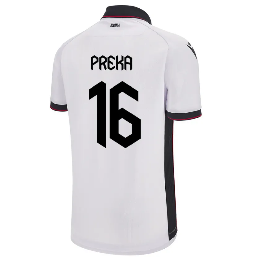 Danxen Hombre Camiseta Albania Marcelino Preka #16 Blanco 2ª Equipación 24-26 La Camisa México