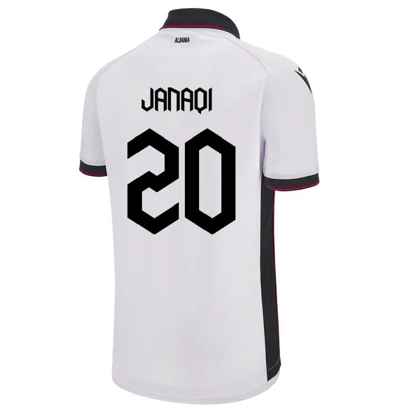 Danxen Hombre Camiseta Albania Dejvid Janaqi #20 Blanco 2ª Equipación 24-26 La Camisa México