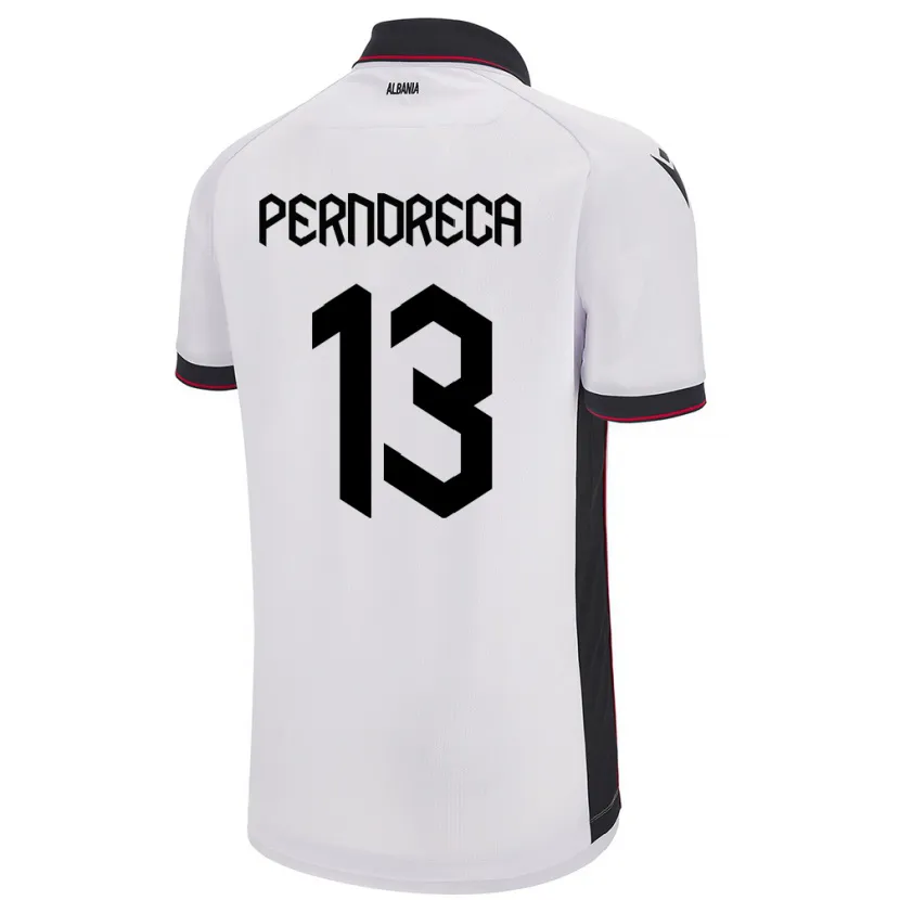 Danxen Hombre Camiseta Albania Fabjan Perndreca #13 Blanco 2ª Equipación 24-26 La Camisa México