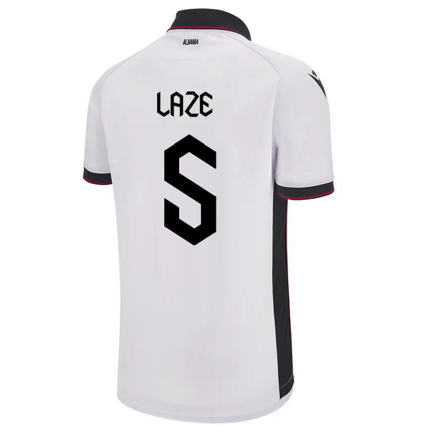 Danxen Hombre Camiseta Albania Jetmir Laze #5 Blanco 2ª Equipación 24-26 La Camisa México