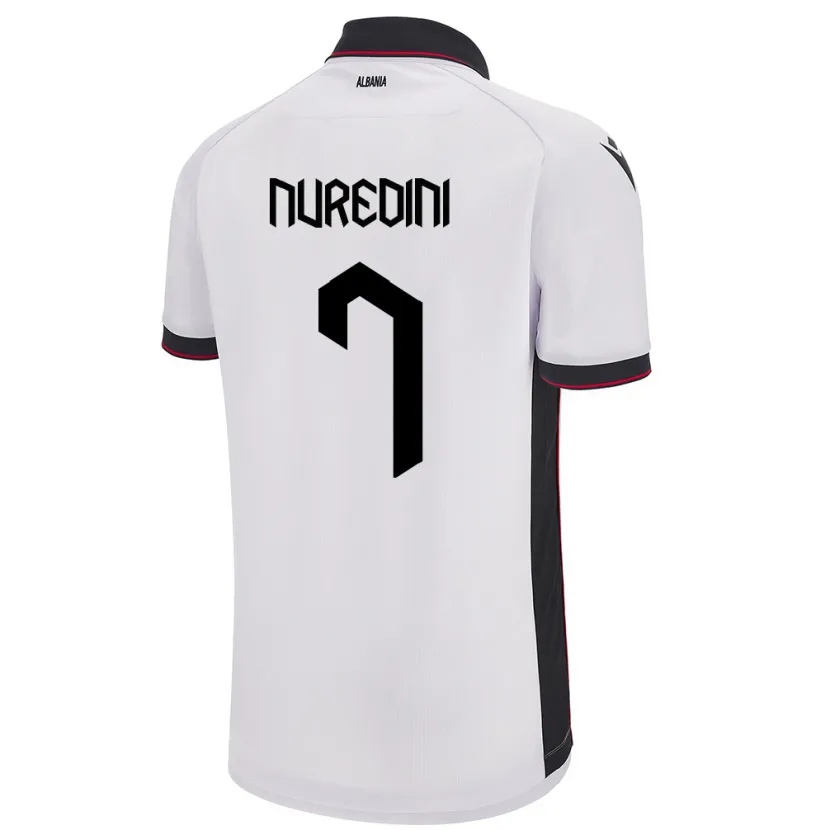 Danxen Hombre Camiseta Albania Joi Nuredini #7 Blanco 2ª Equipación 24-26 La Camisa México