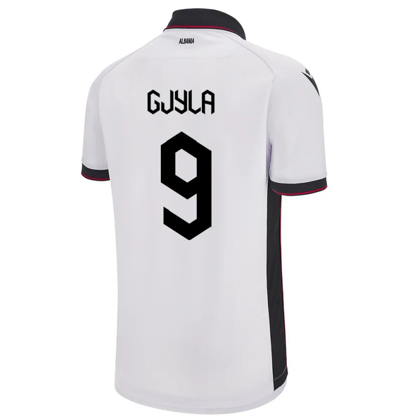 Danxen Hombre Camiseta Albania Brayan Gjyla #9 Blanco 2ª Equipación 24-26 La Camisa México